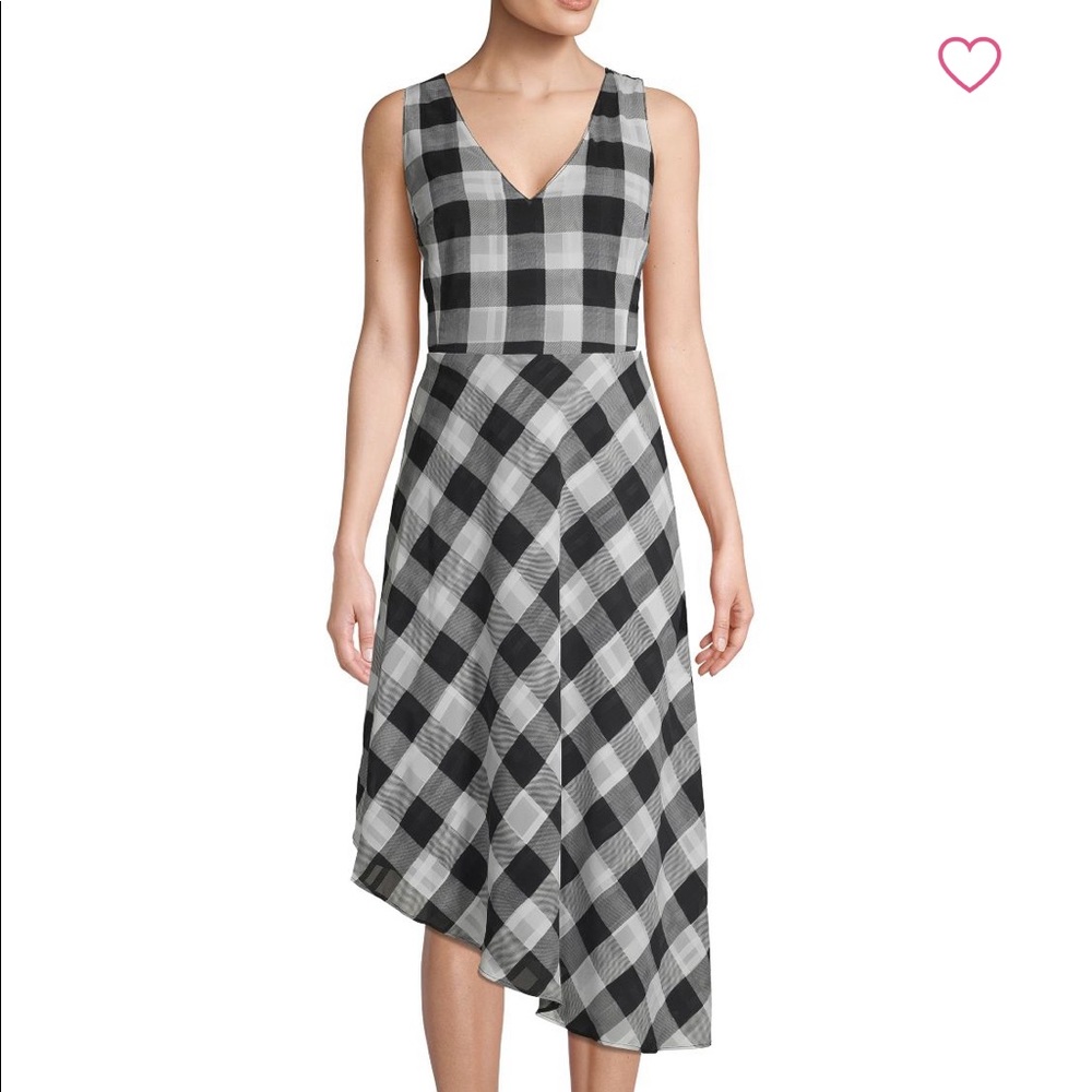 RACHEL Rachel Roy Black and White Checkered Midi Dress